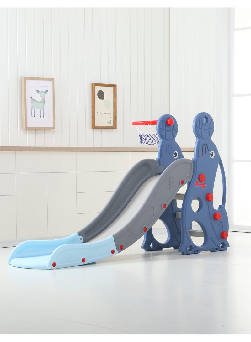 فول جوي زحليقه اطفال مع طوق كرة السلة، 2 في 1 زحليقه للأطفال الصغار والأولاد والبنات المتسلقين، ألعاب داخلية وخارجية - Image 1