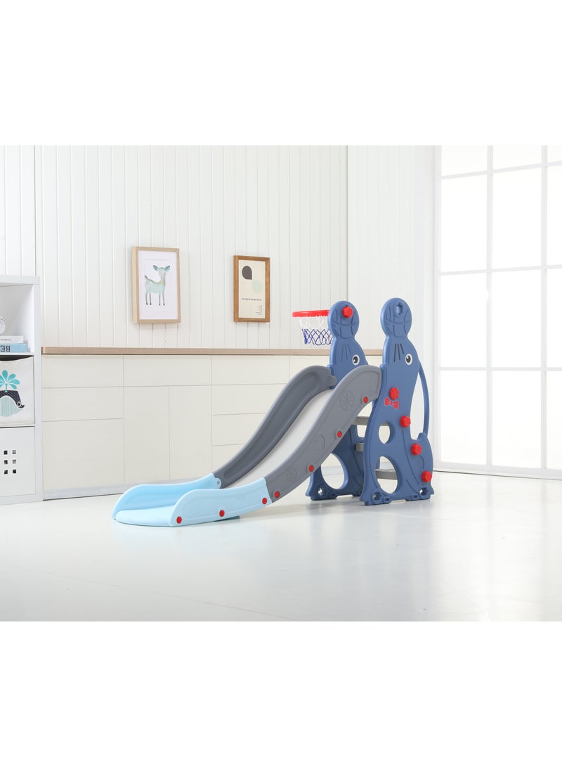 فول جوي زحليقه اطفال مع طوق كرة السلة، 2 في 1 زحليقه للأطفال الصغار والأولاد والبنات المتسلقين، ألعاب داخلية وخارجية - Image 2