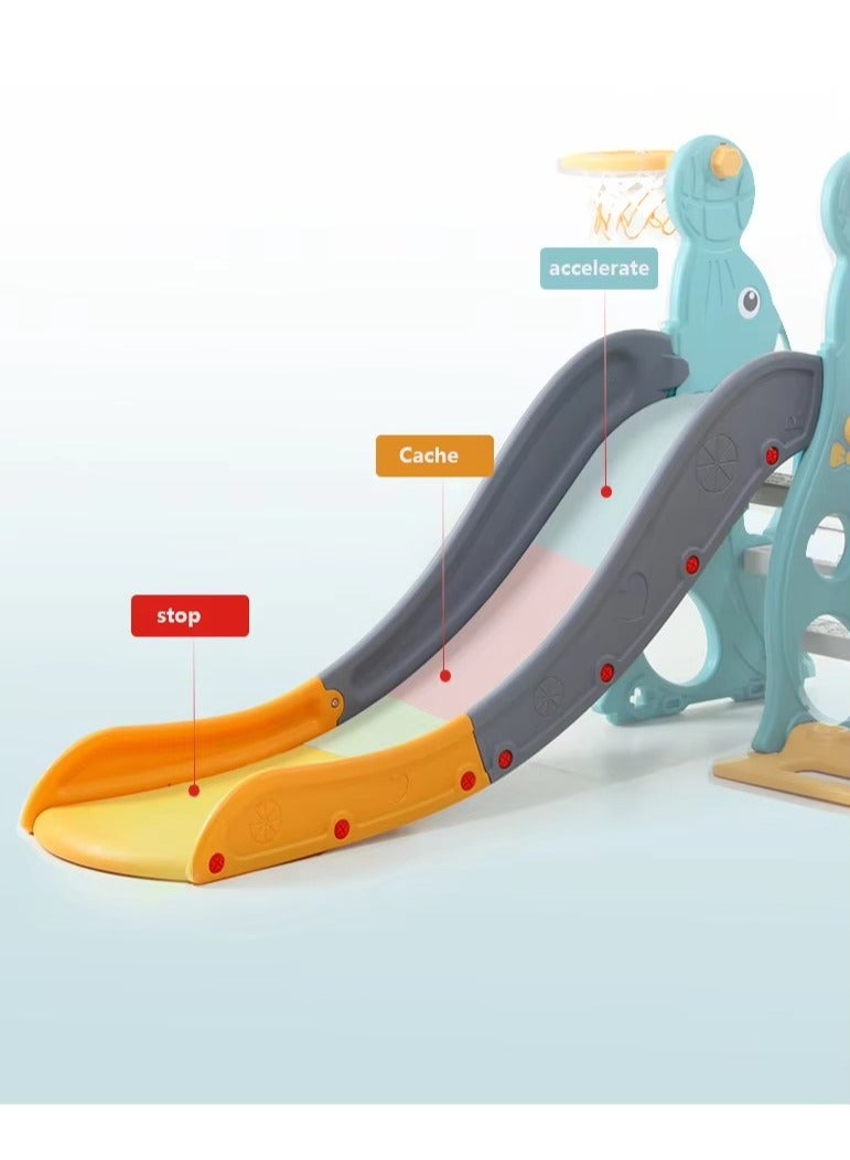 فول جوي زحليقه اطفال مع طوق كرة السلة، 2 في 1 زحليقه للأطفال الصغار والأولاد والبنات المتسلقين، ألعاب داخلية وخارجية - Image 4