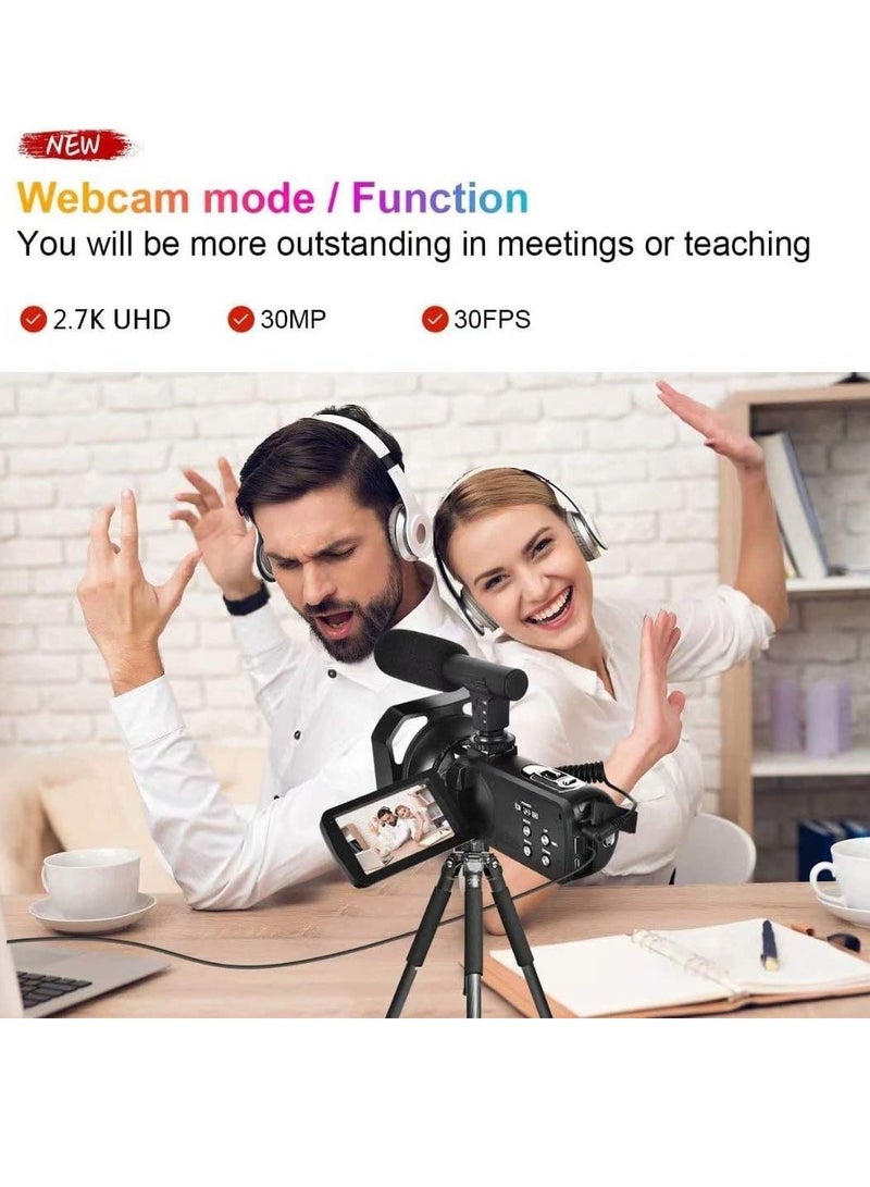 Generic Tech 4K Video Camera Camcorder with Microphone Ultra HD 30MP YouTube Vlogging Camera 3.0 Inch Touch Screen 16X Digital Zoom Camera Recorder with Handheld Stabilizer and Remote Control - Image 4