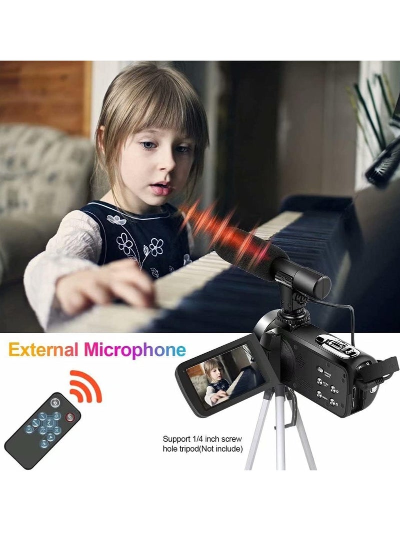 Generic Tech 4K Video Camera Camcorder with Microphone Ultra HD 30MP YouTube Vlogging Camera 3.0 Inch Touch Screen 16X Digital Zoom Camera Recorder with Handheld Stabilizer and Remote Control - Image 3