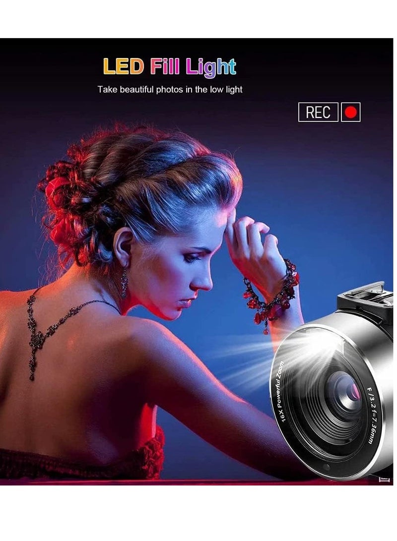 Generic Tech 4K Video Camera Camcorder with Microphone Ultra HD 30MP YouTube Vlogging Camera 3.0 Inch Touch Screen 16X Digital Zoom Camera Recorder with Handheld Stabilizer and Remote Control - Image 2