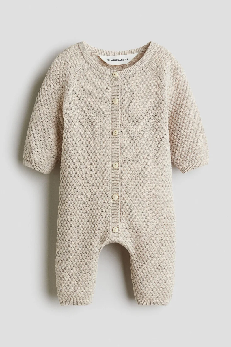 H&M Textured-knit romper suit