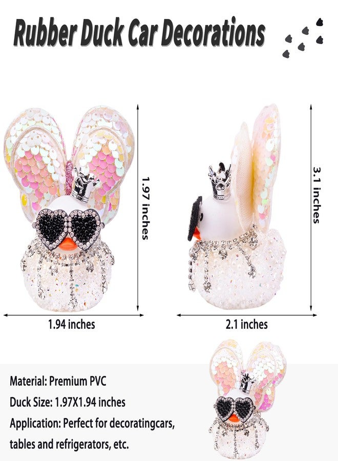 MuMyer Diamond Rubber Duck Car Ornaments, Cute Sparkly Rhinestone Rubber Car Duck Dashboard Decorations with Shining Wings and Necklace for Car Home Office Desk - Image 4