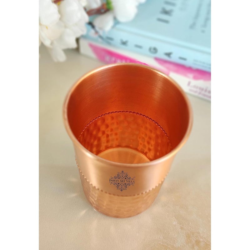 INDIAN ART VILLA INDIAN ART VILLA Copper 1 Bottle with 2 Glass Set with Yellow Gift Box Ayurvedic Health Benefits Ideal for Home Office and Travel Bottle 1 Litre Each Glass 300 ml - Image 3