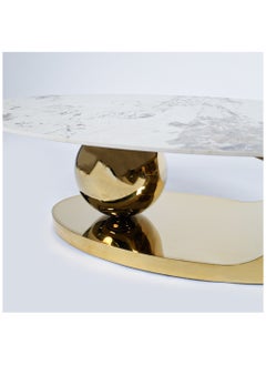 AWD Luxury Style Round Oval Coffee Table Combination in Slate Marble Top, Stainless Steel Center Coffee Table, High End Living room Table, Houshold Home Decoration Centerpiece.  - Image 4