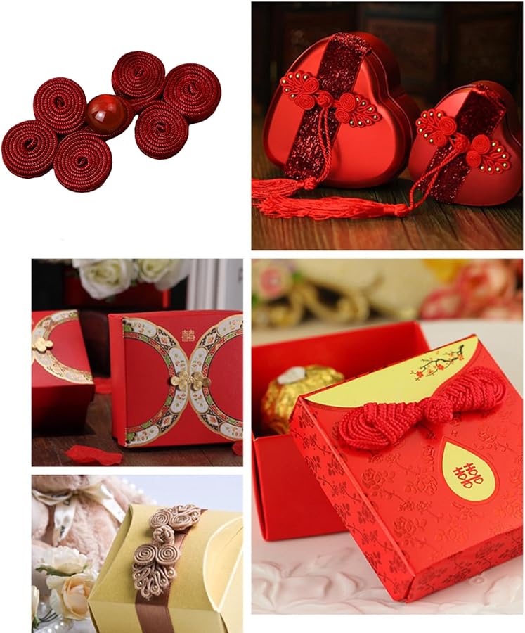 10 Pairs Red Hand Sewing Fasteners Cheongsam Knot Buttons Traditional Chinese Costume Accessory - Image 3