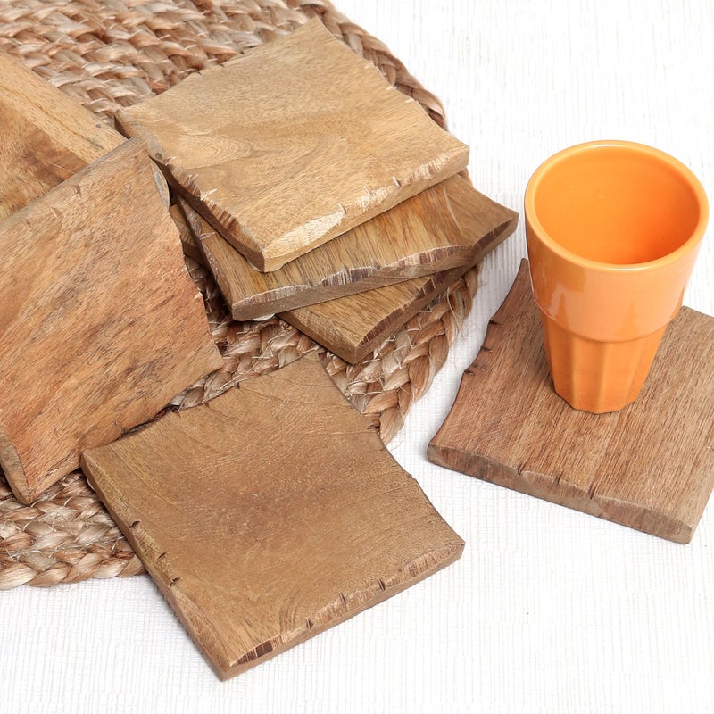 Indian-Shelf Tea Coasters Set of 6 Wood Coasters Cup Coasters Coster Set Tea Coaster Set for Dining Table DIY Coasters Dining Table Decorative Items Modern Indian Gift Bar Gifts for Men - Image 4