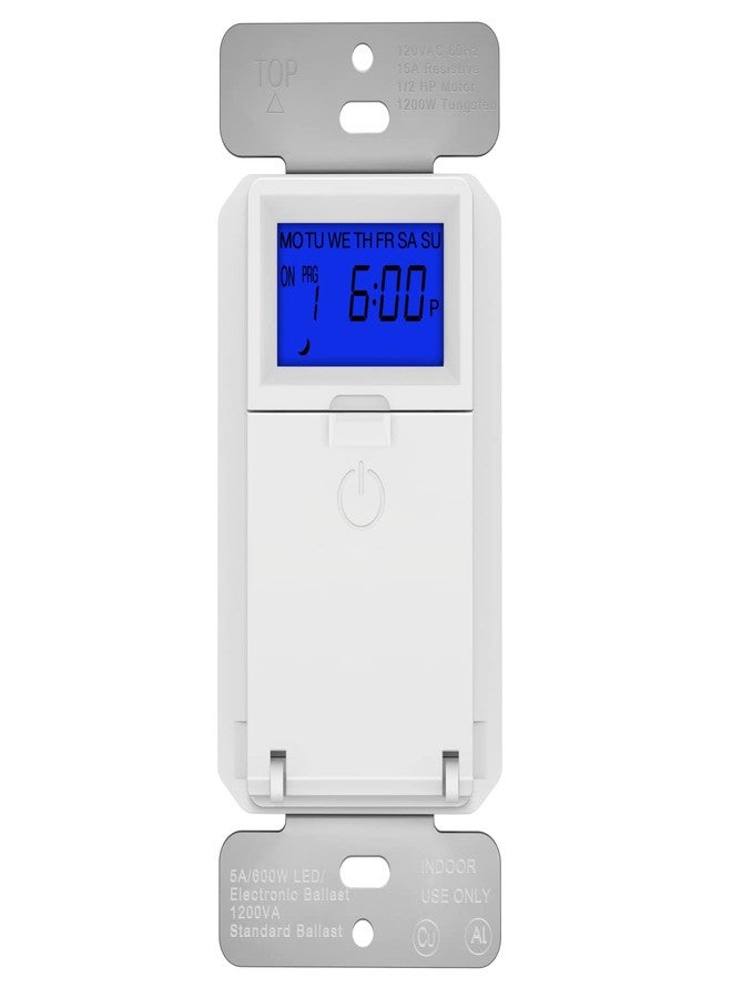 TOPGREENER Digital Astronomic Timer Switch, 7-Day Programmable Sunrise Sunset Timer for Lights, Fans, & Motors, Single-Pole or 3-Way, Neutral Wire Required, UL Listed, TGT01-HN-W, White - Image 1