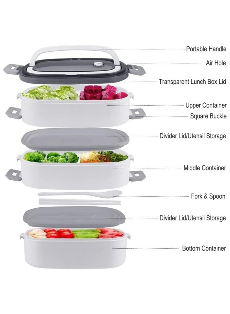 TOMSHOO Lunch Box for Kids,1900ML 3 Layer Meal Lunch Container Snack Box With Bag for Kids School and Adults - Leakproof - BPA Free - Microwave & Dishwashing Safe Bento Box（Pink） - Image 3