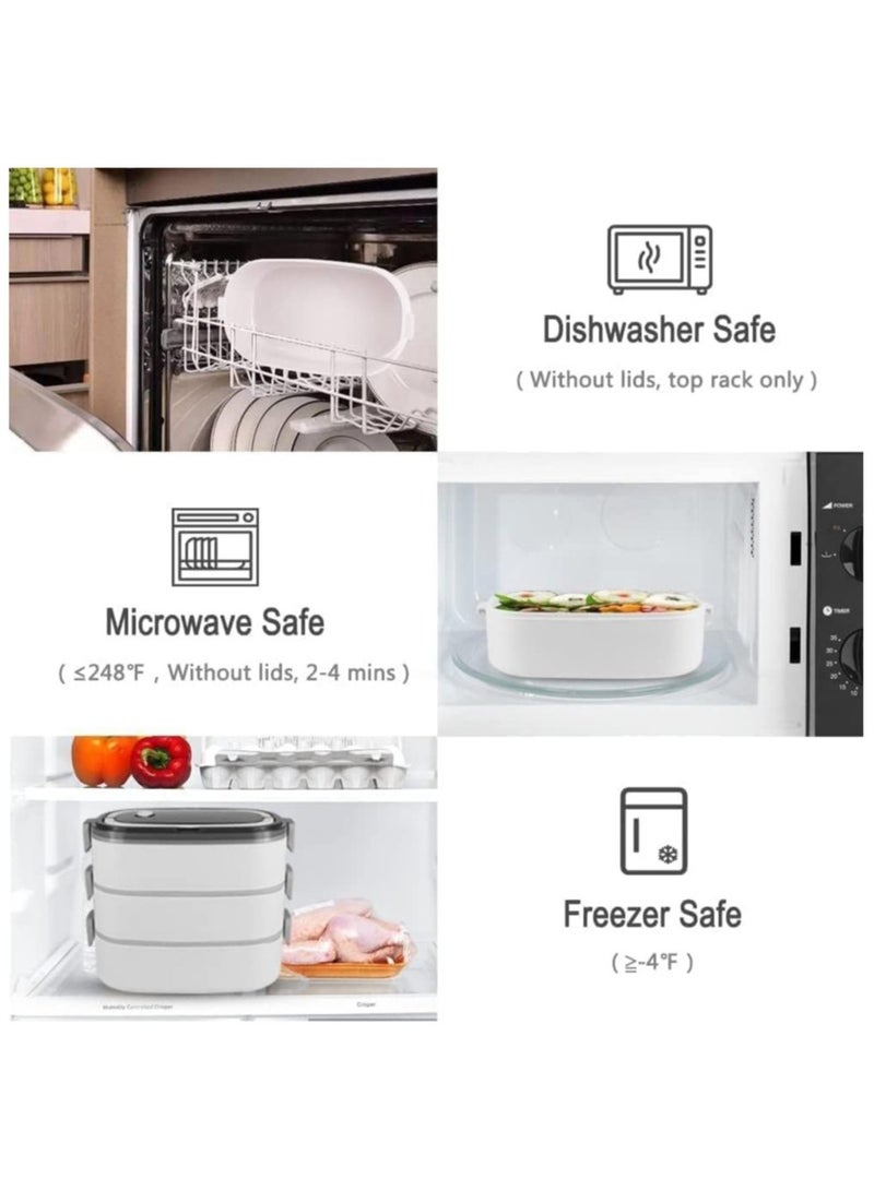 TOMSHOO Lunch Box for Kids,1900ML 3 Layer Meal Lunch Container Snack Box With Bag for Kids School and Adults - Leakproof - BPA Free - Microwave & Dishwashing Safe Bento Box（Pink） - Image 5