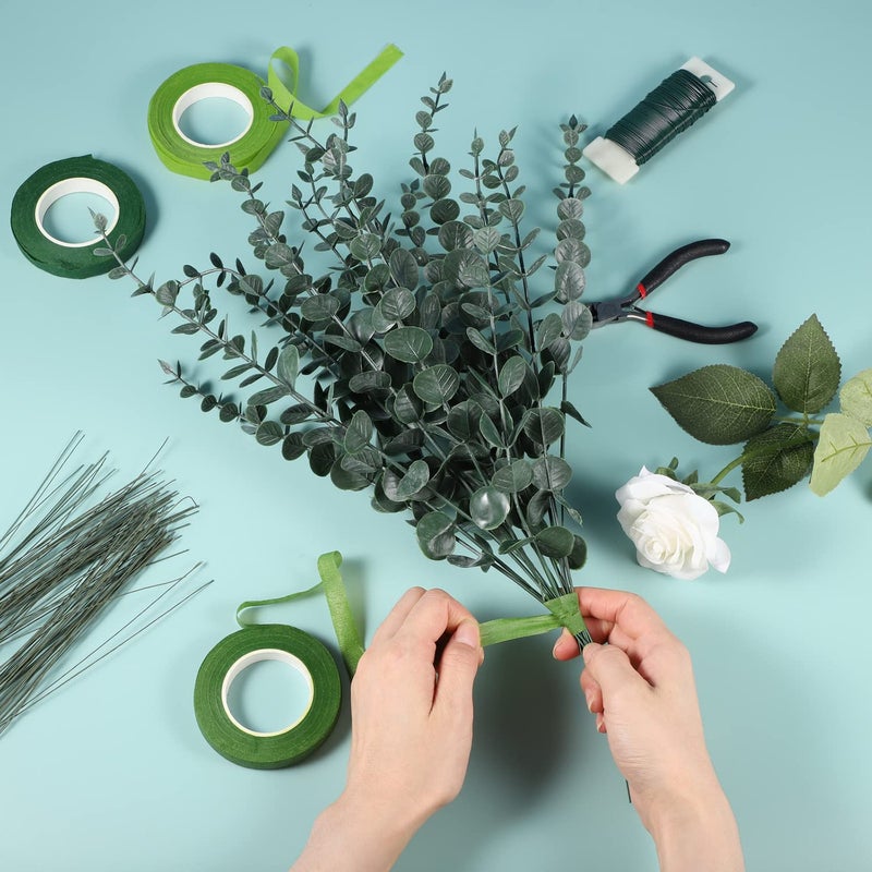 Pengxiaomei Floral Arrangement Kit, Floral Tape and Floral Wire with Cutter,Green Floral Tape 22 Guage Floral Stem Wire 26 Gauge Green Floral Wire for Bouquet Stem Wrap Florist, Wreath Making Supplies - Image 2