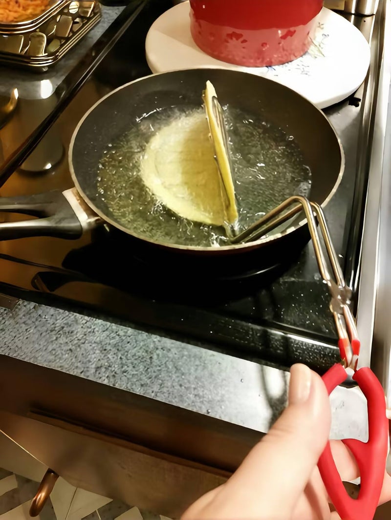 TLIOCAS 2Pack Homemade Taco Shells Tongs, Fried Taco Shells Maker Time Saving Fry Flat Bread or Flour Tortillas Crisp in Deep Fryer - Image 2