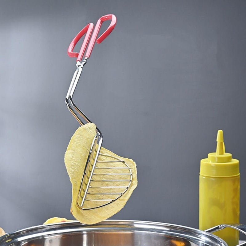 TLIOCAS 2Pack Homemade Taco Shells Tongs, Fried Taco Shells Maker Time Saving Fry Flat Bread or Flour Tortillas Crisp in Deep Fryer - Image 5