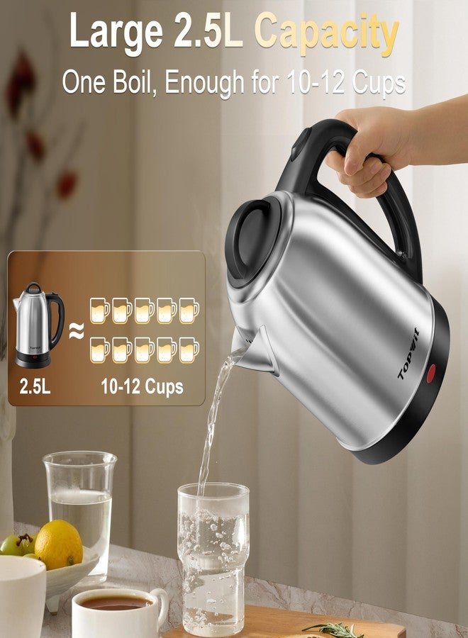 Topwit 2.5L Large Electric Kettle, BPA Free Stainless Steel Water Boiler & Heater, Fast Boil Electric Tea Kettle, Hot Water Kettle Electric with Auto Shut-Off & Boil-Dry Protection for Family - Image 4