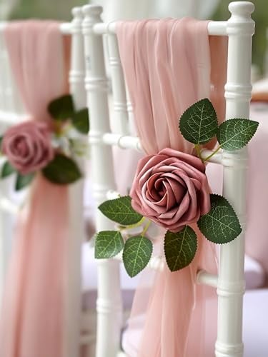 InnoGear Artificial Flowers, 50 Pcs Dusty Pink Foam Fake Roses Bulk with Stems for Decoration DIY Wedding Bouquets Centerpieces Bridal Shower Party Christmas Tree - Image 2