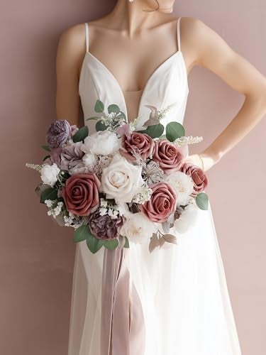 InnoGear Artificial Flowers, 50 Pcs Dusty Pink Foam Fake Roses Bulk with Stems for Decoration DIY Wedding Bouquets Centerpieces Bridal Shower Party Christmas Tree - Image 3