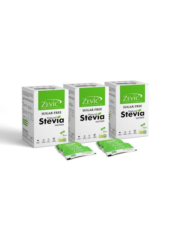 Zevic 100% Natural Sugar Free Stevia Sachets | Zero Calories Sweetener Sachets | Vegan & Keto | Sugar Substitute Sachets Diabetic Friendly - 50 Sachets (Pack of 3) - Image 1