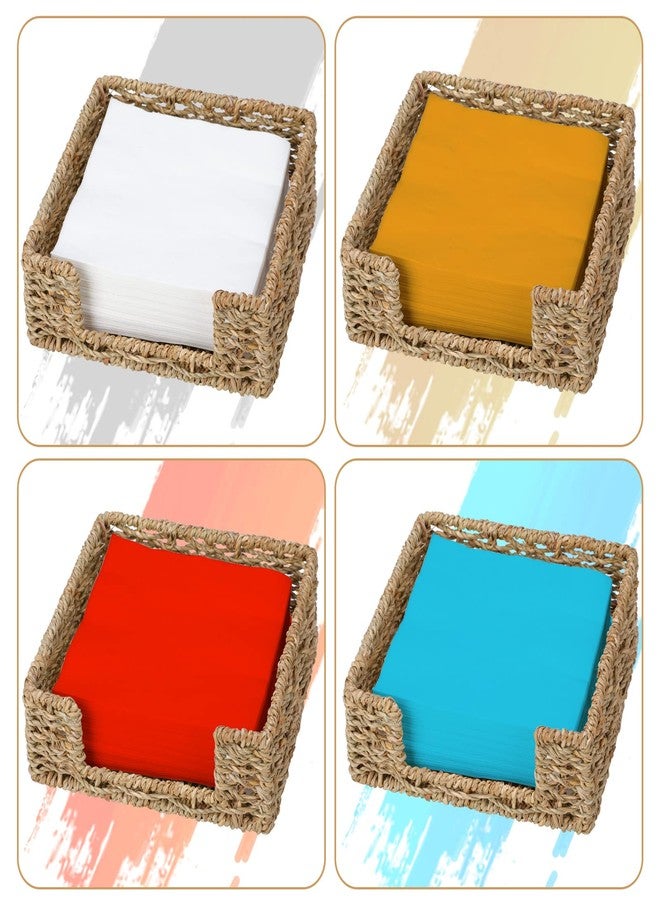 Graciadeco Ratten Napkin Holder for Table, Square Seagrass Serving Tray for Paper Napkins Kitchen Restaurant Dinner Wicker Baskets 7.8" x 7.8" x 2.8" - Image 5