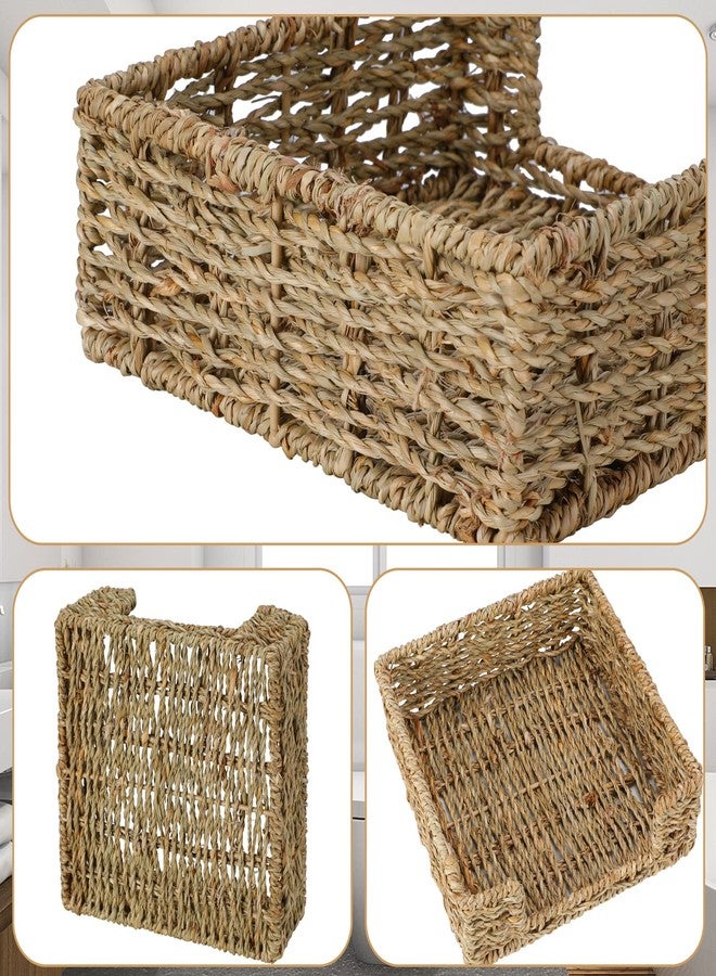 Graciadeco Ratten Napkin Holder for Table, Square Seagrass Serving Tray for Paper Napkins Kitchen Restaurant Dinner Wicker Baskets 7.8" x 7.8" x 2.8" - Image 4