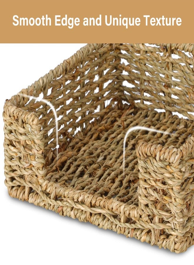 Graciadeco Ratten Napkin Holder for Table, Square Seagrass Serving Tray for Paper Napkins Kitchen Restaurant Dinner Wicker Baskets 7.8" x 7.8" x 2.8" - Image 3