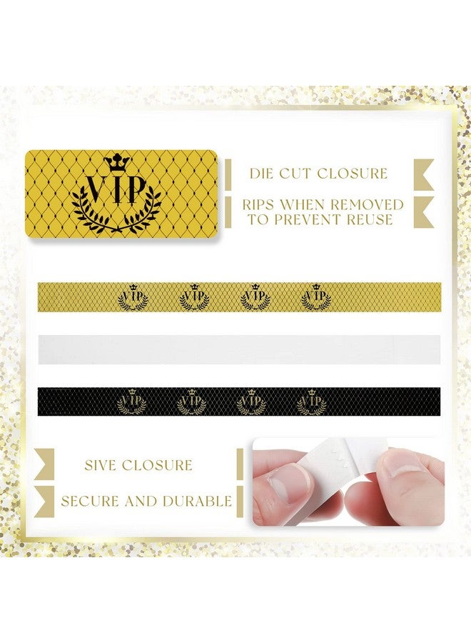 Jadive 500 قطعة أساور ورقية للأيدي أساور بلاستيكية VIP أساور مقاومة للماء لتحديد الهوية في الحفلات أساور للحفلات للفعاليات والمتنزهات الترفيهية والنوادي والحفلات والمعارض والمهرجانات والفعاليات (أسود ذهبي) - Image 4