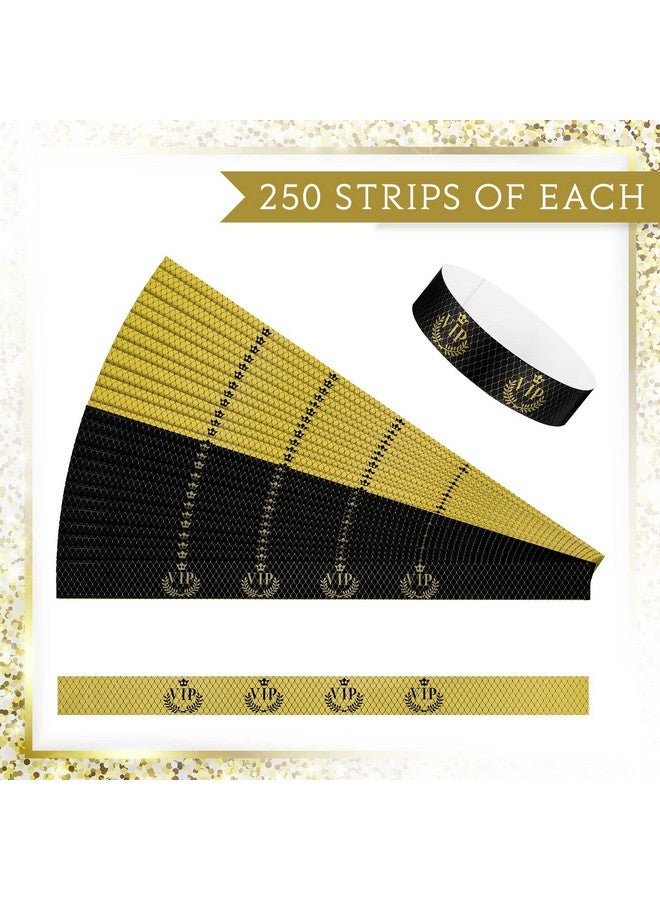 Jadive 500 قطعة أساور ورقية للأيدي أساور بلاستيكية VIP أساور مقاومة للماء لتحديد الهوية في الحفلات أساور للحفلات للفعاليات والمتنزهات الترفيهية والنوادي والحفلات والمعارض والمهرجانات والفعاليات (أسود ذهبي) - Image 5
