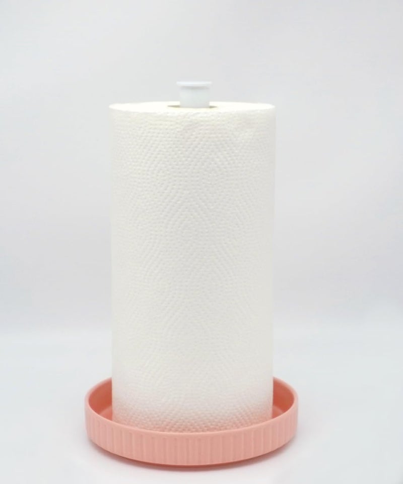 VROOMIUM Paper Towel Holder Countertop, Ceramic Base Easy-to-Clean, 1.5 lbs, 7" B x 12.5" H, Stable Elegant and Durable Kitchen Roll Stand, Cute Pink - Image 4