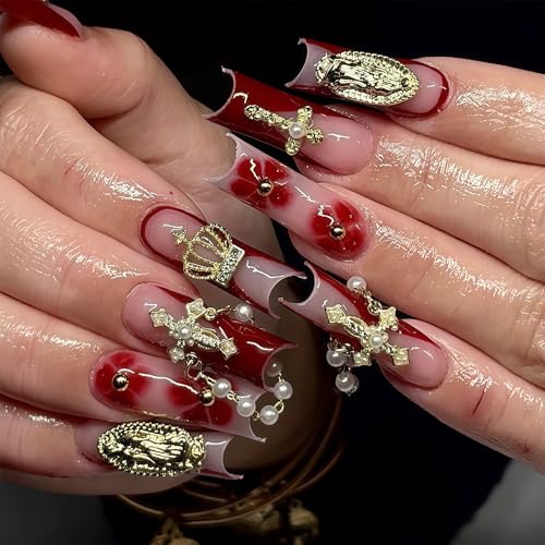 Pizadix 105 Pcs Virgin Mary Gold Nail Charms Bulk Gold Nail Charms Plus a Bag of 200 Pcs Stars - Image 5