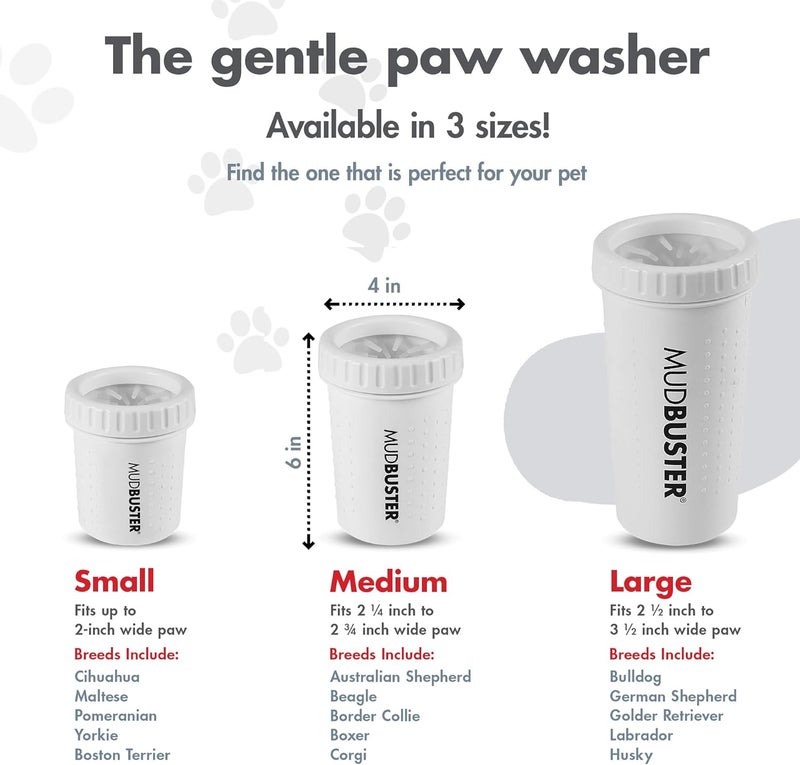 Dexas MudBuster Portable Dog Paw Cleaner, Medium, Bright White Special Edition, Premium Pet Supplies and Accessories - Image 3