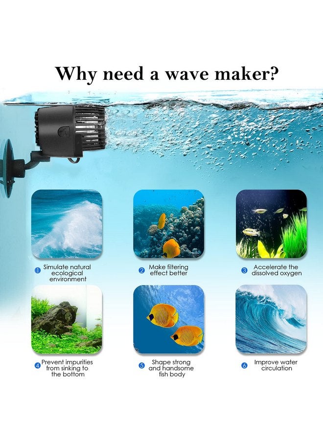 AQQA Aquarium Wave Maker,3W/5W/10W/15W Suction Cup Fish Tank Single Powerhead Pump，110V/60Hz Ultra Quiet Submersible Circulation Pump,360°Adjustable For Freshwater Saltwater Black - Image 2