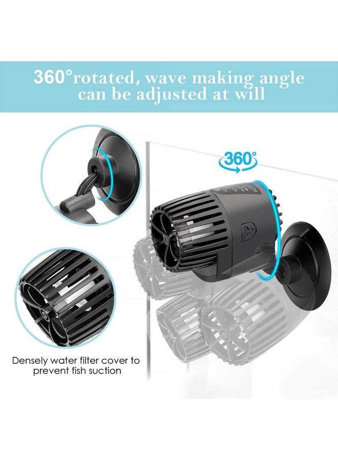 AQQA Aquarium Wave Maker,3W/5W/10W/15W Suction Cup Fish Tank Single Powerhead Pump，110V/60Hz Ultra Quiet Submersible Circulation Pump,360°Adjustable For Freshwater Saltwater Black - Image 3
