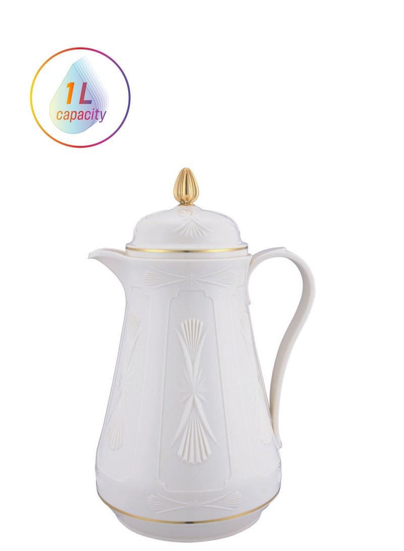 GAZELLA Plastic Coffee/Tea Flask 1 Liter Ivory/Gold
