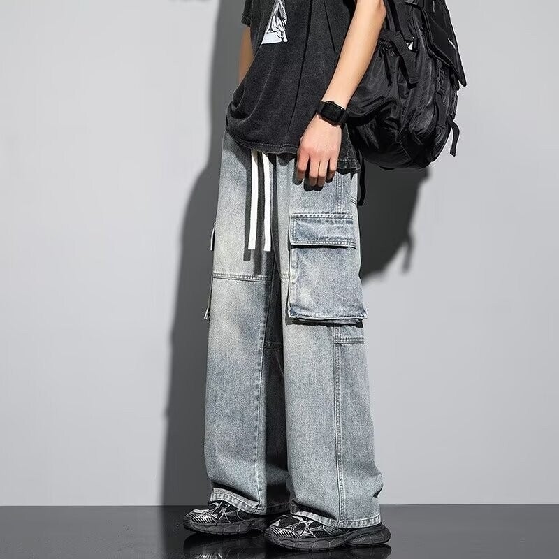 Unisex Classic Denim Jeans Loose Fit Daily Outdoor Wear - Image 1