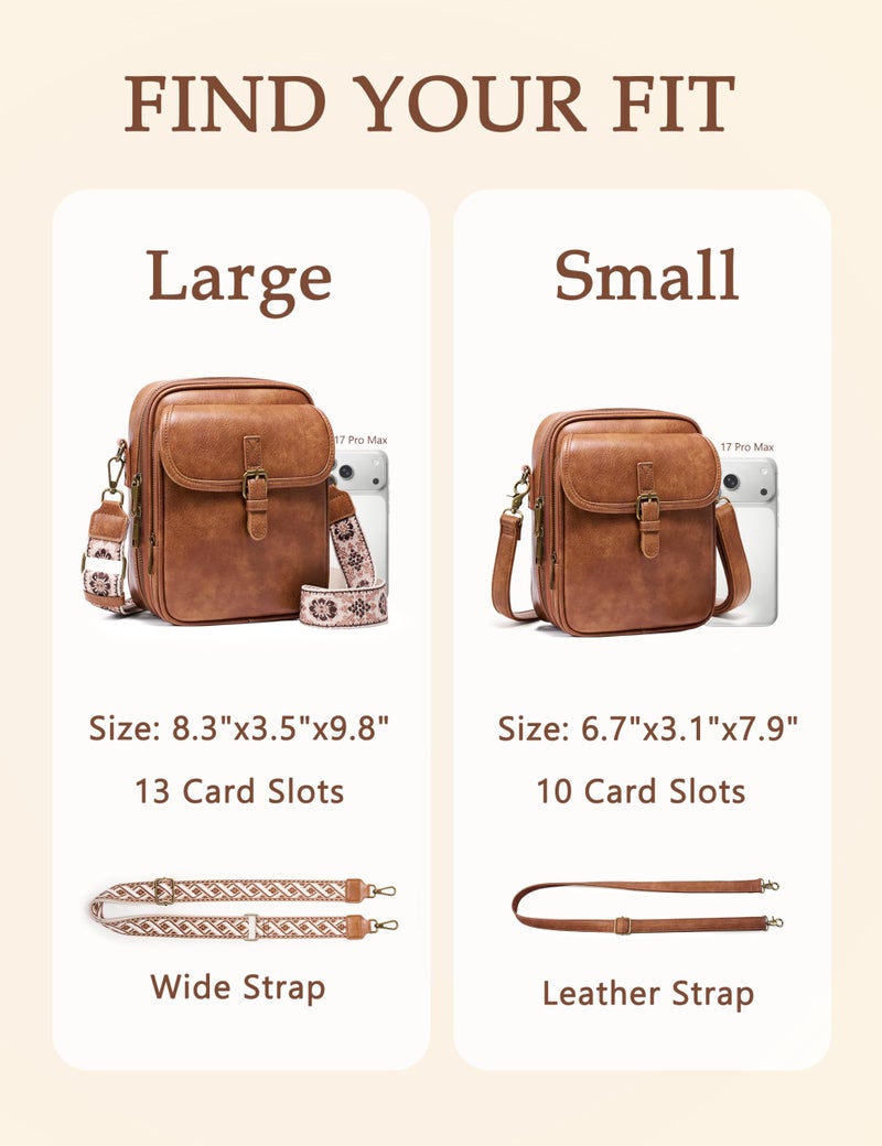 Yarnic Crossbody Bag for Women Men, Vegan Leather Anti-Theft Messenger Shoulder Bag, Vintage Cross Body Purse with Card Slots - Image 4