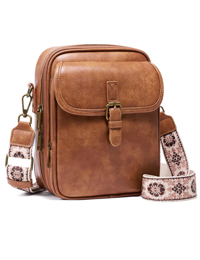 Yarnic Crossbody Bag for Women Men, Vegan Leather Anti-Theft Messenger Shoulder Bag, Vintage Cross Body Purse with Card Slots - Image 1