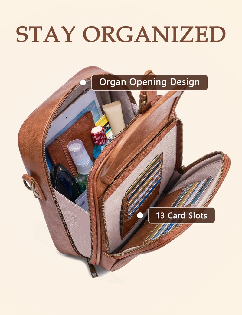 Yarnic Crossbody Bag for Women Men, Vegan Leather Anti-Theft Messenger Shoulder Bag, Vintage Cross Body Purse with Card Slots - Image 5