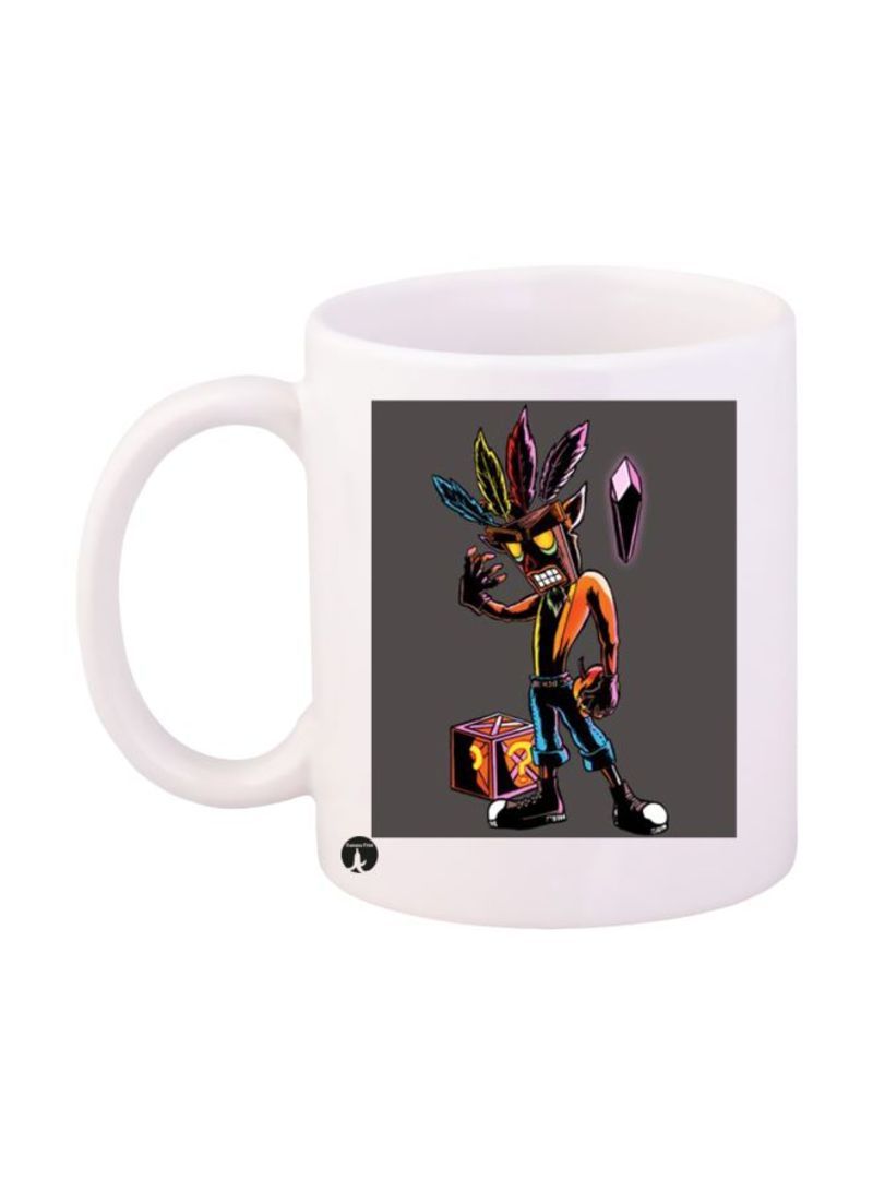 RKN Crash Video Game Printed Mug White/Pink/Orange Standard Size
