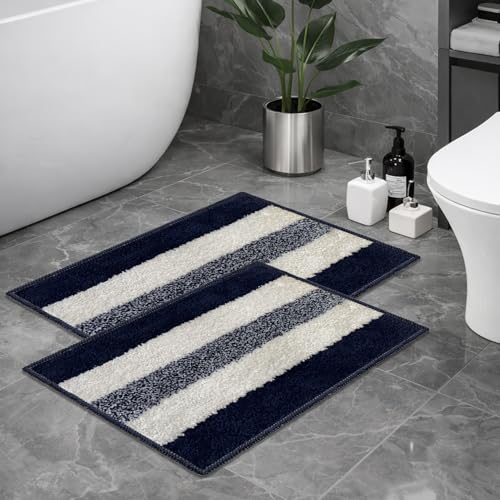 SITTELLA® Pack of 2 Bath Mats 50x35 cm – 1100 GSM Microfiber Bathroom Rug, Anti-Skid Backing, Soft & Highly Absorbent, Quick Dry, Machine Washable – Blue - Image 1