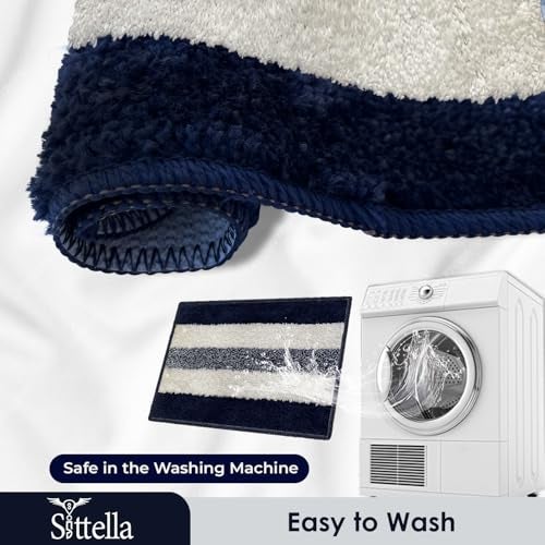 SITTELLA® Pack of 2 Bath Mats 50x35 cm – 1100 GSM Microfiber Bathroom Rug, Anti-Skid Backing, Soft & Highly Absorbent, Quick Dry, Machine Washable – Blue - Image 5