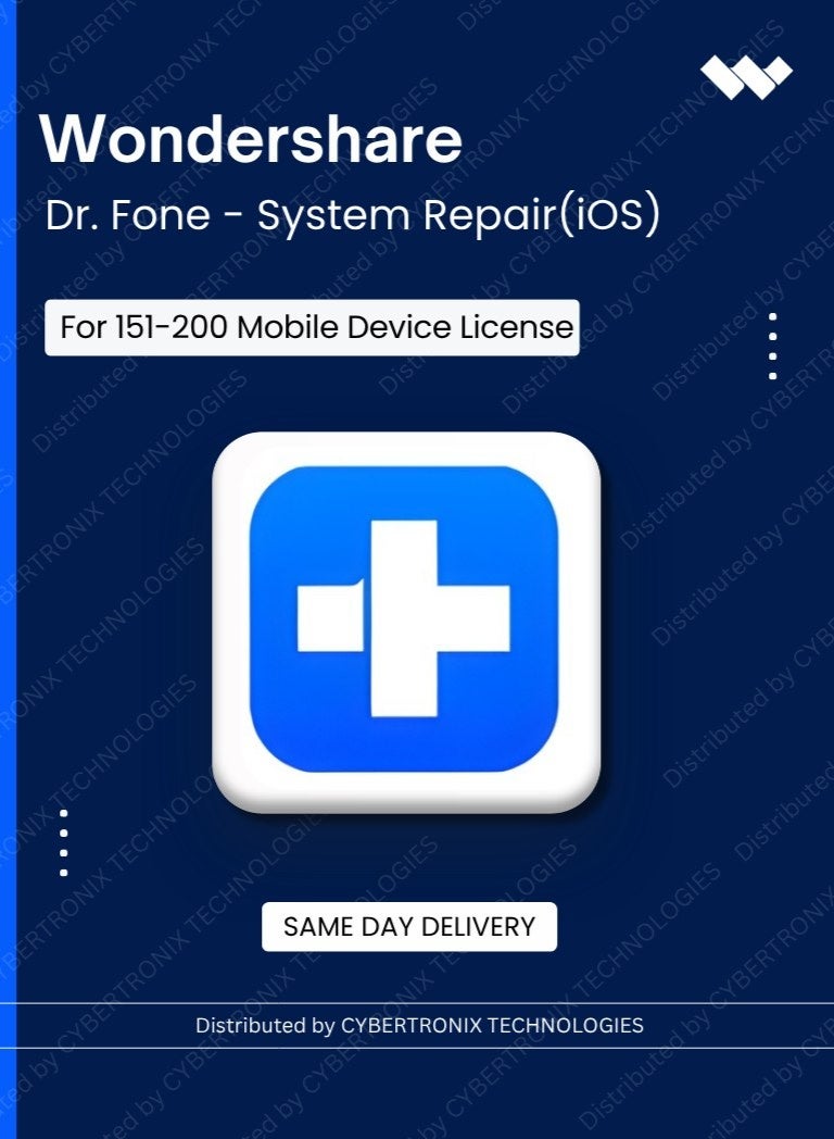 Wondershare Dr.Fone - إصلاح النظام (iOS) | 151-200 جهاز محمول | ترخيص رقمي | توصيل في نفس اليوم