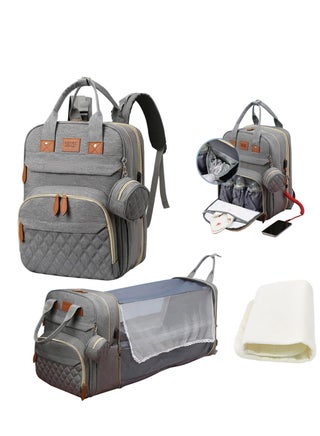 Diaper Bag Backpack Baby Bag, Diaper Changing Station with Sunshade Cloth u0026 Nappy Pad, Portable Big Travel Backpack with USB Port u0026 Insulated Pocket, Baby Bed Back Pack for Boys, Girls, Infant - pzsku/Z5EEE74BF08A2CC75EA45Z/45/1744448226/d7922789-15bc-4519-b443-9653e2f2f4c4