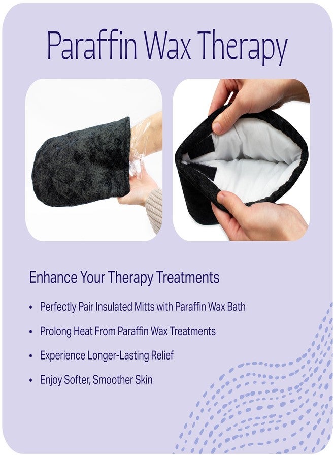 therabath قفازات ثيراباث المعزولة لحمام الشمع البارافيني، للعلاج الجلدي، للاستخدام المنزلي والسبا، مصنوعة في الولايات المتحدة الأمريكية، 1 زوج (أسود) - Image 4