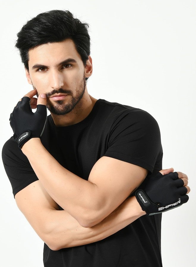 SHIFTER Exercise Gym Gloves for Men Workout with Wrist,Cross Training, Weightlifting, Calisthenics, Hand Grip | Ideal for Cycling, Bike Riding and Other Sports Activities -Gripper (Black) - Image 4
