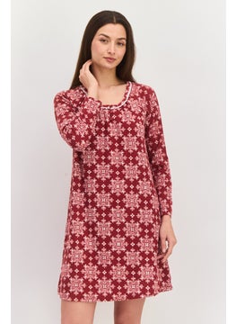 Carole Hochman Women Printed long Sleeves Short Pajama Dress, Pink Combo  - Image 2