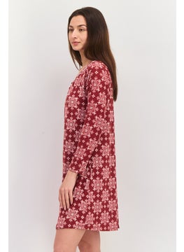 Carole Hochman Women Printed long Sleeves Short Pajama Dress, Pink Combo  - Image 3