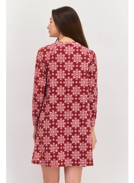 Carole Hochman Women Printed long Sleeves Short Pajama Dress, Pink Combo  - Image 4