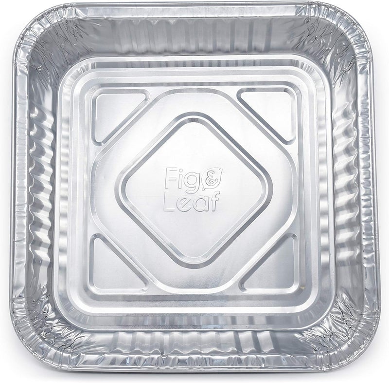 Fig & Leaf [50 Pack - 8” x 8”] Square Baking Cake Pans| Heavy Duty l Disposable Aluminum Foil Tins l Portable Food Containers l Perfect for Roasting Toaster Oven Broiling Cooking - Image 5