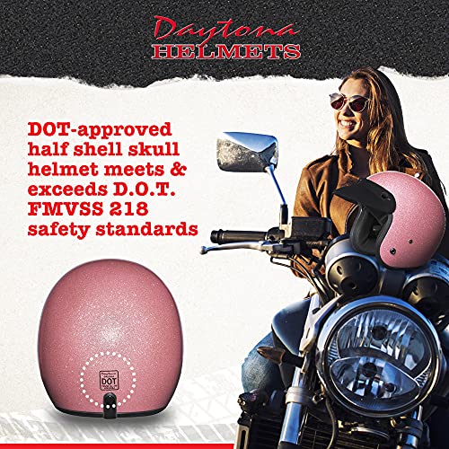 Daytona Helmets 34 Shell Open Face Motorcycle Helmet DOT Approved Pink Metal Flake L - Image 3