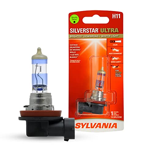SYLVANIA - H11 SilverStar Ultra - High Performance Halogen Headlight Bulb, High Beam, Low Beam and Fog Replacement Bulb, Brightest Downroad with Whiter Light, Tri-Band Technology (Contains 1 Bulb) - Image 1
